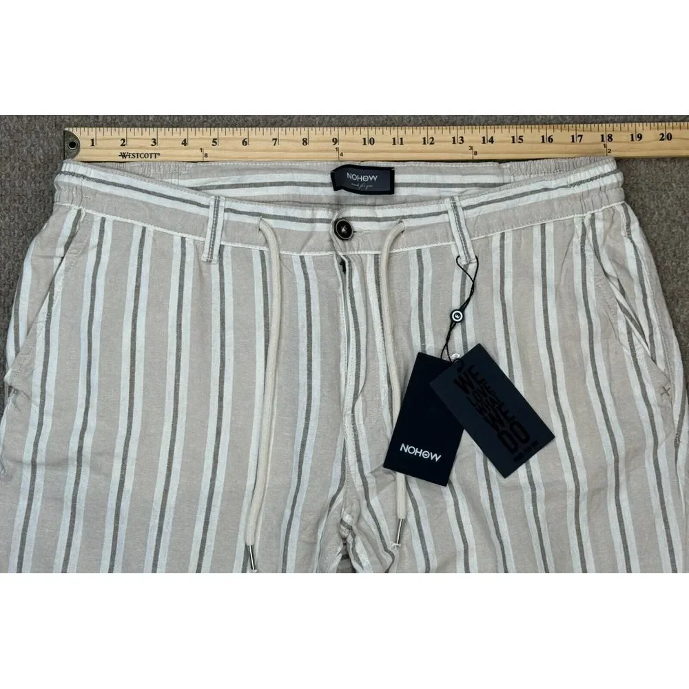 NOHOW Liam‎ Striped Beige Men's Casual Pants Size EU 54 US 40